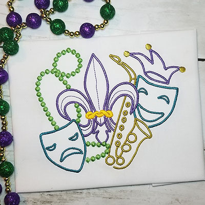 mardi gras fleur de lis embroidery